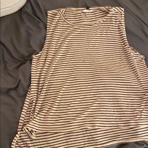 Pink and Black striped high low tank